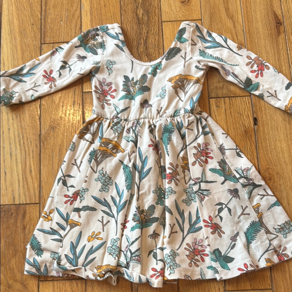 Cream and Green Twirl Dress - 4T